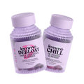 Two bottles of 'lemme' gummies for digestive and stress relief on a white background