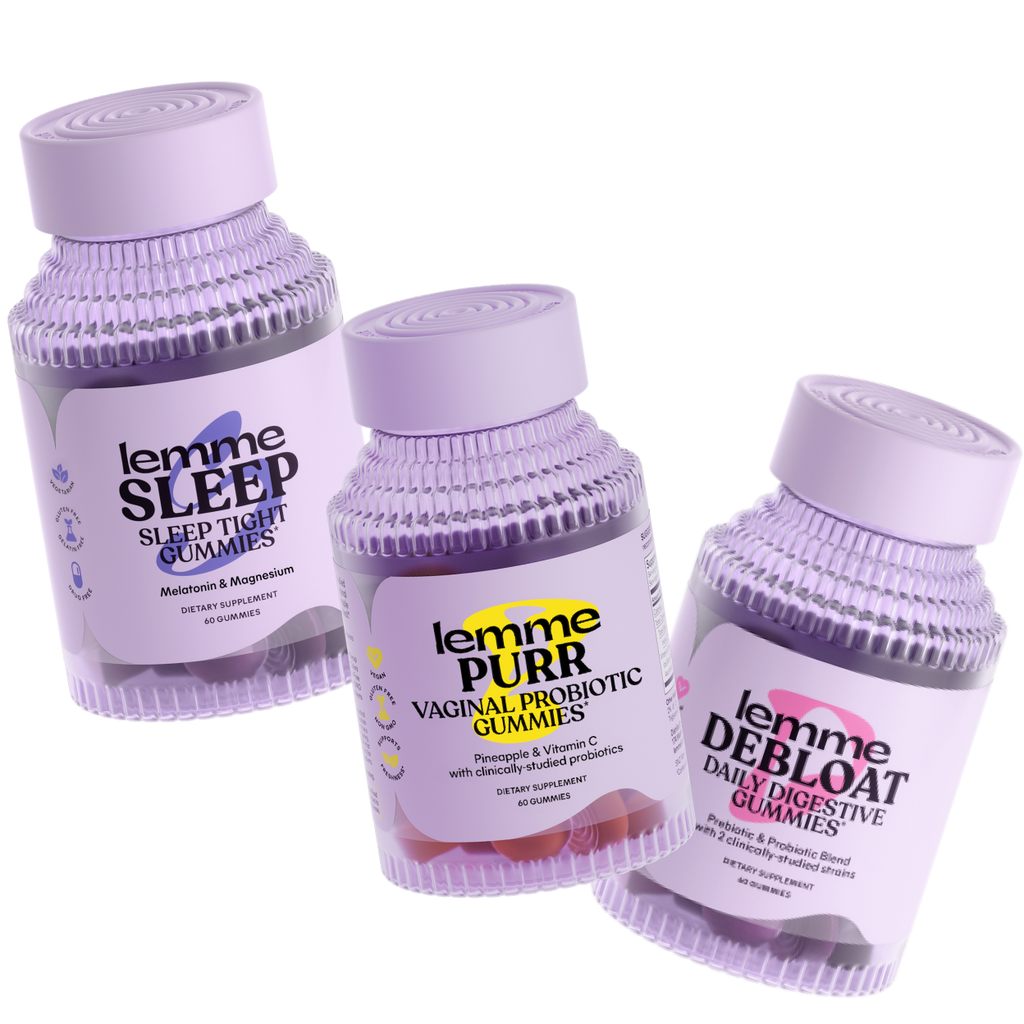 Three bottles of lemme gummies on a white background