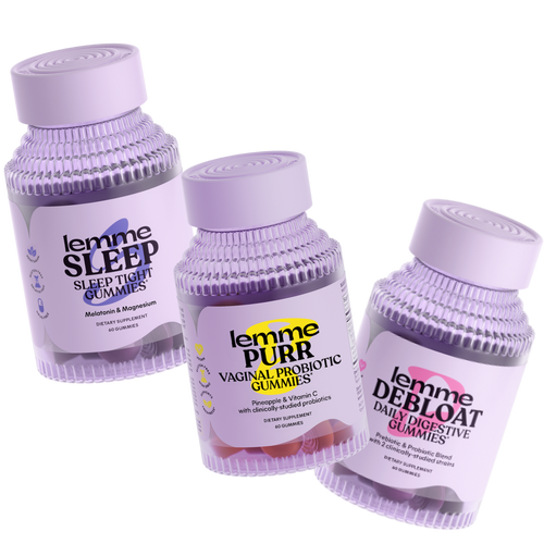 Three bottles of lemme gummies on a white background