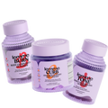 Three purple containers labeled 'Lemme Burn', 'Lemme Curb', and 'Lemme Tone' on a white background.