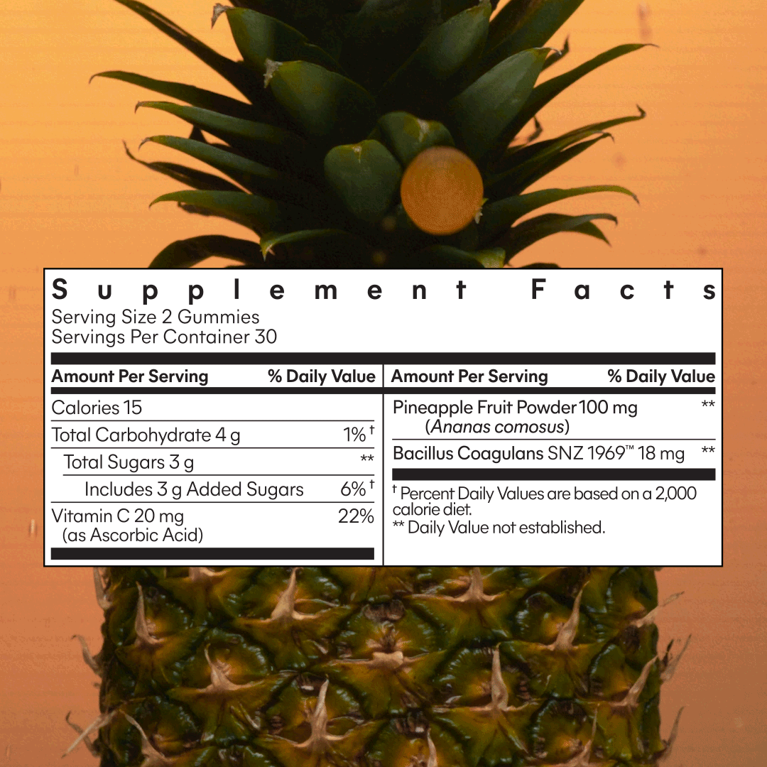 gif of Lemme Purr Gummy bottle being zoomed in on with supplement facts in front