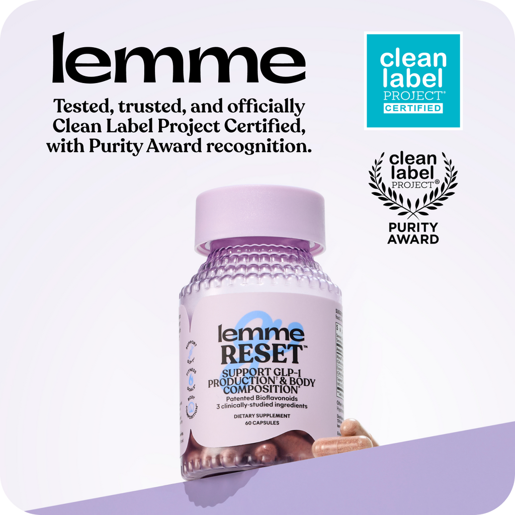 lemme supplement bottle with Clean Label Project certification on a white background