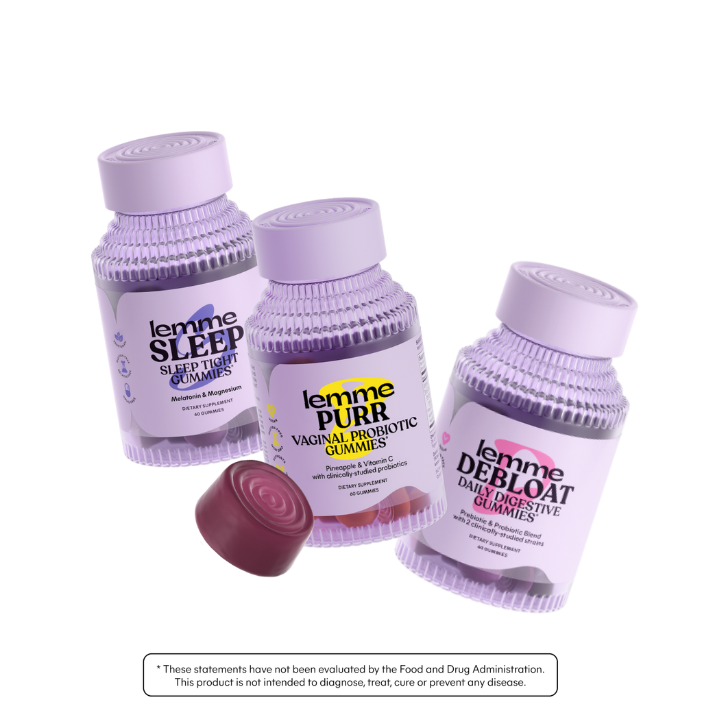 three bottles of lemme gummies with a star and a gummy in the background 
