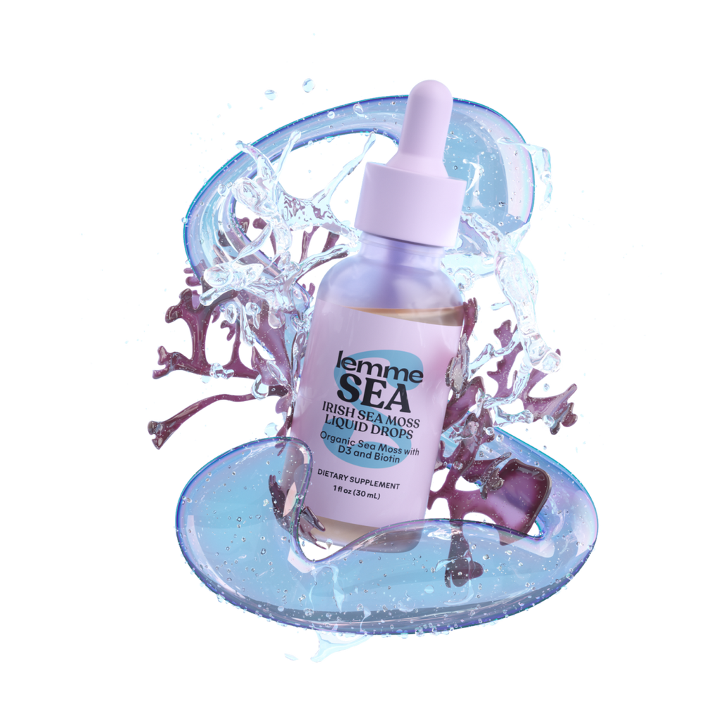seamoss bottle with blue background shape 