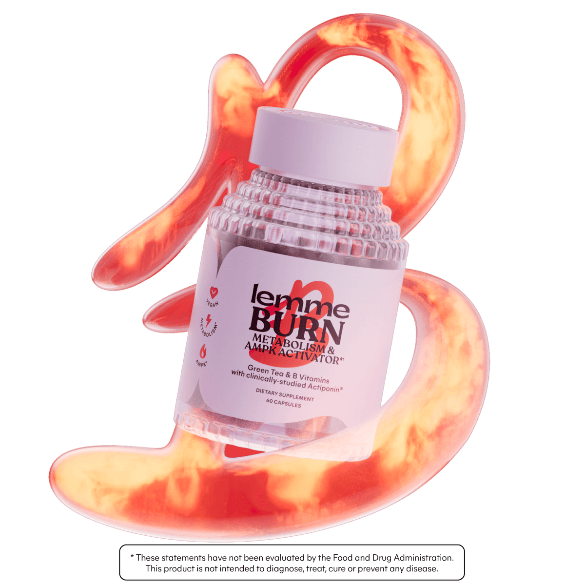 lemme bottle of burn capsules with shape in the background 