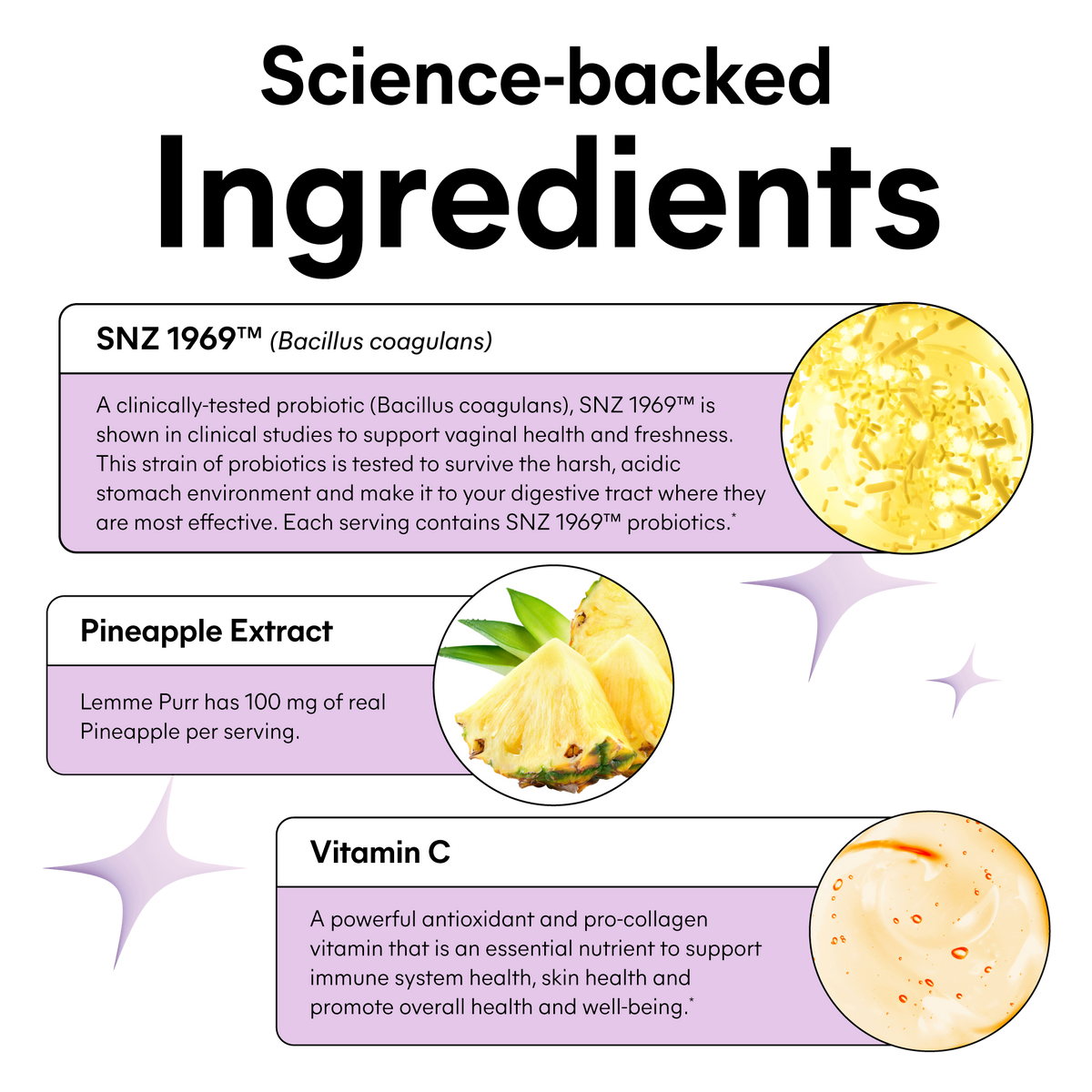 purr gummies ingredients listing and ingredient images 