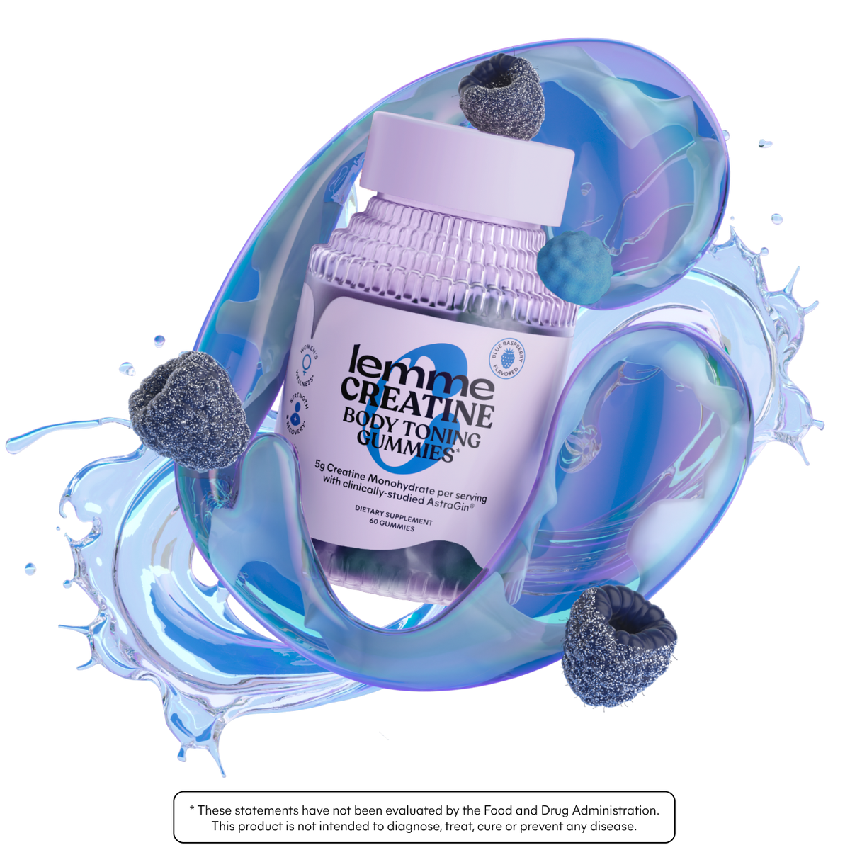 Lemme Creatine Gummies (Blue Raspberry) Travel Routine Wellness Option