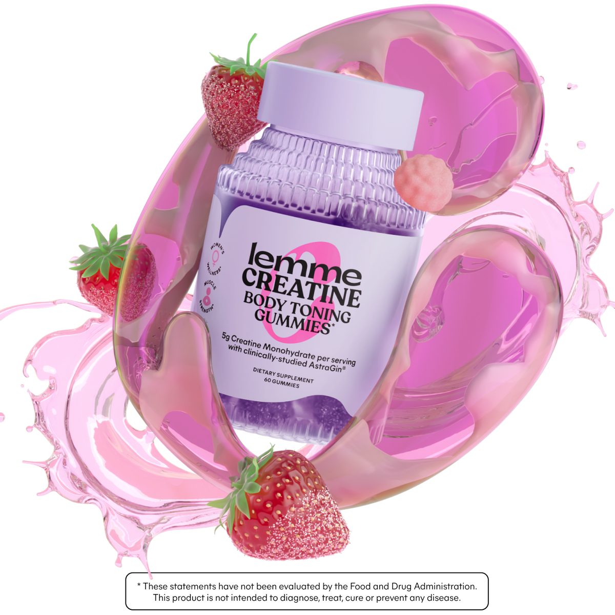 Lemme Creatine Gummies (Sour Strawberry) Weekend Trip Supplement Choice